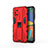Silicone Matte Finish and Plastic Back Cover Case with Magnetic Stand for Samsung Galaxy F52 5G