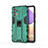 Silicone Matte Finish and Plastic Back Cover Case with Magnetic Stand for Samsung Galaxy M32 5G Green