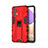 Silicone Matte Finish and Plastic Back Cover Case with Magnetic Stand for Samsung Galaxy M32 5G Red