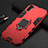 Silicone Matte Finish and Plastic Back Cover Case with Magnetic Stand for Samsung Galaxy Note 10 5G Red