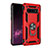 Silicone Matte Finish and Plastic Back Cover Case with Magnetic Stand for Samsung Galaxy S10 Red