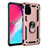 Silicone Matte Finish and Plastic Back Cover Case with Magnetic Stand for Samsung Galaxy S20 5G Rose Gold