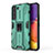 Silicone Matte Finish and Plastic Back Cover Case with Magnetic Stand for Samsung Galaxy S21 FE 5G