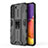 Silicone Matte Finish and Plastic Back Cover Case with Magnetic Stand for Samsung Galaxy S21 Plus 5G