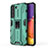 Silicone Matte Finish and Plastic Back Cover Case with Magnetic Stand for Samsung Galaxy S21 Plus 5G Green