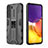 Silicone Matte Finish and Plastic Back Cover Case with Magnetic Stand for Samsung Galaxy S22 5G