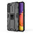 Silicone Matte Finish and Plastic Back Cover Case with Magnetic Stand for Samsung Galaxy S23 5G