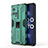 Silicone Matte Finish and Plastic Back Cover Case with Magnetic Stand for Vivo iQOO 8 Pro 5G Green