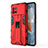 Silicone Matte Finish and Plastic Back Cover Case with Magnetic Stand for Vivo iQOO 9 5G Red