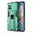 Silicone Matte Finish and Plastic Back Cover Case with Magnetic Stand for Vivo iQOO 9 Pro 5G Green