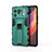 Silicone Matte Finish and Plastic Back Cover Case with Magnetic Stand for Xiaomi Mi 11 Ultra 5G Green