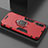 Silicone Matte Finish and Plastic Back Cover Case with Magnetic Stand for Xiaomi Mi 9 Pro 5G Red