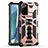 Silicone Matte Finish and Plastic Back Cover Case with Magnetic Stand H01 for Samsung Galaxy Note 20 5G Rose Gold