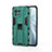 Silicone Matte Finish and Plastic Back Cover Case with Magnetic Stand H02 for Xiaomi Mi 11 5G Green