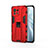 Silicone Matte Finish and Plastic Back Cover Case with Magnetic Stand H02 for Xiaomi Mi 11 5G Red
