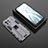 Silicone Matte Finish and Plastic Back Cover Case with Magnetic Stand H03 for Xiaomi Mi 11 5G Gray