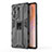 Silicone Matte Finish and Plastic Back Cover Case with Magnetic Stand KC1 for Huawei Honor 60 Pro 5G