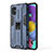Silicone Matte Finish and Plastic Back Cover Case with Magnetic Stand KC1 for Samsung Galaxy A51 4G Blue