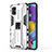 Silicone Matte Finish and Plastic Back Cover Case with Magnetic Stand KC1 for Samsung Galaxy A51 5G