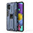 Silicone Matte Finish and Plastic Back Cover Case with Magnetic Stand KC1 for Samsung Galaxy A51 5G Blue