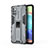 Silicone Matte Finish and Plastic Back Cover Case with Magnetic Stand KC1 for Samsung Galaxy A71 5G Gray