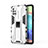 Silicone Matte Finish and Plastic Back Cover Case with Magnetic Stand KC1 for Samsung Galaxy A71 5G White