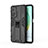 Silicone Matte Finish and Plastic Back Cover Case with Magnetic Stand KC1 for Xiaomi Mi 10T 5G Black