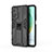 Silicone Matte Finish and Plastic Back Cover Case with Magnetic Stand KC1 for Xiaomi Mi 10T 5G Black