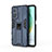 Silicone Matte Finish and Plastic Back Cover Case with Magnetic Stand KC1 for Xiaomi Mi 10T 5G Blue