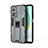Silicone Matte Finish and Plastic Back Cover Case with Magnetic Stand KC1 for Xiaomi Mi 10T 5G Gray
