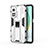 Silicone Matte Finish and Plastic Back Cover Case with Magnetic Stand KC1 for Xiaomi Mi 10T 5G Silver