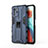 Silicone Matte Finish and Plastic Back Cover Case with Magnetic Stand KC1 for Xiaomi Poco X3 GT 5G Blue