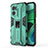 Silicone Matte Finish and Plastic Back Cover Case with Magnetic Stand KC1 for Xiaomi Redmi 10 Prime Plus 5G Green