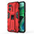 Silicone Matte Finish and Plastic Back Cover Case with Magnetic Stand KC1 for Xiaomi Redmi 10 Prime Plus 5G Red
