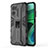 Silicone Matte Finish and Plastic Back Cover Case with Magnetic Stand KC1 for Xiaomi Redmi Note 11E 5G