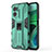 Silicone Matte Finish and Plastic Back Cover Case with Magnetic Stand KC1 for Xiaomi Redmi Note 11E 5G Green