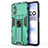 Silicone Matte Finish and Plastic Back Cover Case with Magnetic Stand KC1 for Xiaomi Redmi Note 11R 5G Green