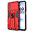 Silicone Matte Finish and Plastic Back Cover Case with Magnetic Stand KC1 for Xiaomi Redmi Note 11R 5G Red
