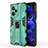 Silicone Matte Finish and Plastic Back Cover Case with Magnetic Stand KC1 for Xiaomi Redmi Note 12 Pro 5G Green