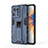 Silicone Matte Finish and Plastic Back Cover Case with Magnetic Stand KC2 for Xiaomi Mi Mix 4 5G Blue
