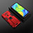 Silicone Matte Finish and Plastic Back Cover Case with Magnetic Stand KC2 for Xiaomi Redmi 10X 4G Red