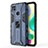 Silicone Matte Finish and Plastic Back Cover Case with Magnetic Stand KC2 for Xiaomi Redmi 9 India Blue