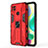 Silicone Matte Finish and Plastic Back Cover Case with Magnetic Stand KC2 for Xiaomi Redmi 9 India Red