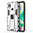 Silicone Matte Finish and Plastic Back Cover Case with Magnetic Stand KC2 for Xiaomi Redmi 9 India White