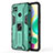 Silicone Matte Finish and Plastic Back Cover Case with Magnetic Stand KC2 for Xiaomi Redmi 9C NFC Green