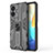 Silicone Matte Finish and Plastic Back Cover Case with Magnetic Stand KC3 for Vivo Y77e t1 Black