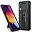Silicone Matte Finish and Plastic Back Cover Case with Magnetic Stand MQ1 for Samsung Galaxy A30S Black