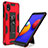 Silicone Matte Finish and Plastic Back Cover Case with Magnetic Stand MQ1 for Samsung Galaxy M01 Core Red