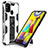 Silicone Matte Finish and Plastic Back Cover Case with Magnetic Stand MQ1 for Samsung Galaxy M21s