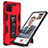Silicone Matte Finish and Plastic Back Cover Case with Magnetic Stand MQ1 for Samsung Galaxy M60s Red
